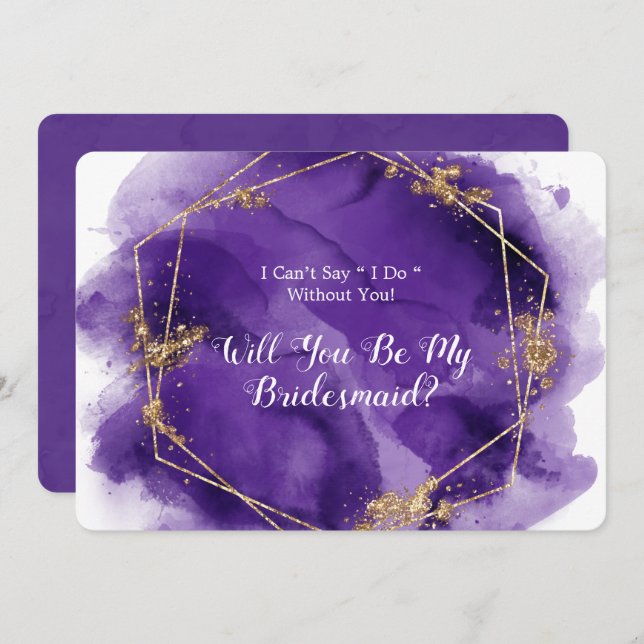 Lila Lavender Guld kommer att bli min bridesmaid Inbjudningar (Fram/baksida)