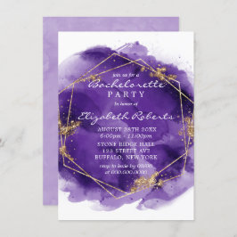 Lila Lavender Guld Paint Bachelorette Party Inv Inbjudningar