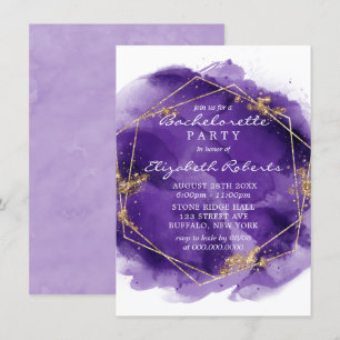 Lila Lavender Guld Paint Bachelorette Party Inv Inbjudningar