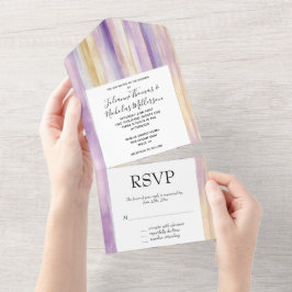 Lila Lavender Guld Rand Bröllop