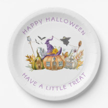 Lila Lavender Guld Witch Hat Pumpkin House