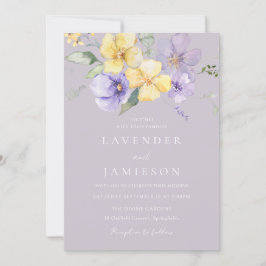Lila Lavender & Gult Blommigt Bröllop Inbjudningar