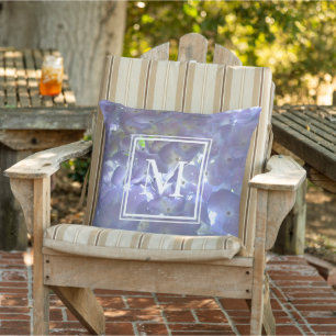Lila Lavender Hydrangeas lila blommor monogram Kudde