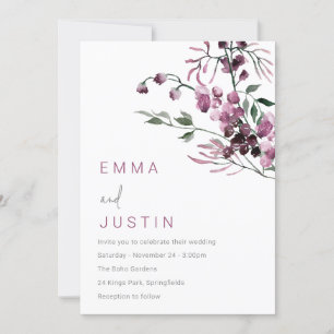 Lila Lavender Jasmine Blommigt Bröllop Inbjudningar