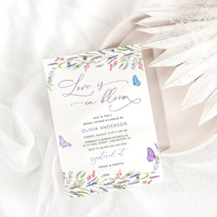 Lila Lavender Kärlek i Bloom Möhippa Inbjudningar