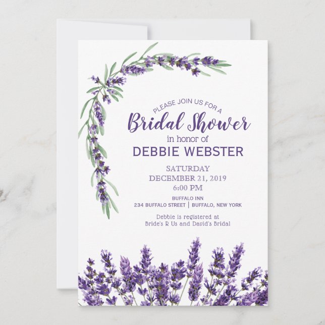 Lila Lavender Lilac Flower Bröllop Förlovning Inbjudningar (Framsida)