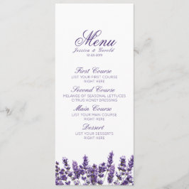 Lila Lavender Lilac Flower Bröllop Menu Meny