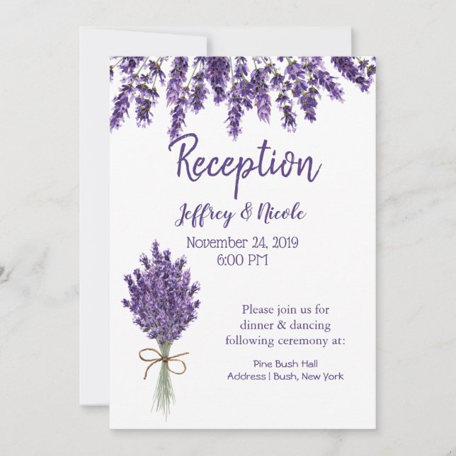 Lila Lavender Lilac Flower bröllopsinbjudan Inbjudningar (Framsida)
