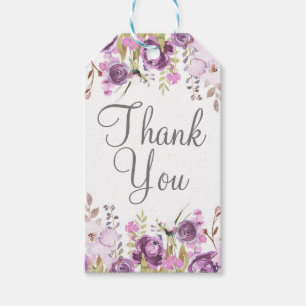 Lila Lavender Lilac Watercolor Blommigt Bröllop Presentetikett