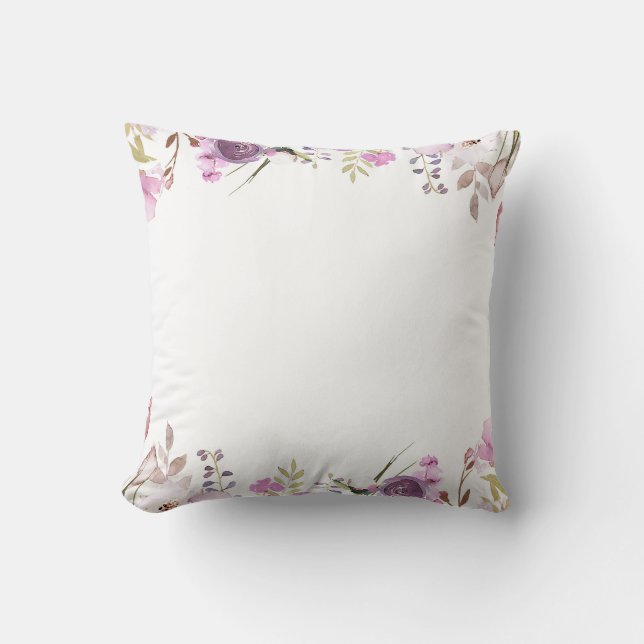 Lila Lavender Lilac Watercolor Blommigt Chic Kudde (Framsida)