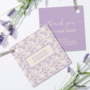 Lila Lavender Löv Mönster Tack rabatt på Gåvor Etiketter
