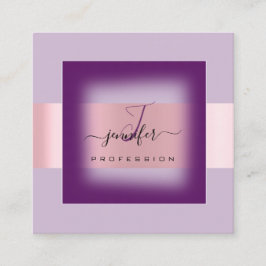 Lila Lavender Makeup Monogram Namn Social Ro Fyrkantigt Visitkort