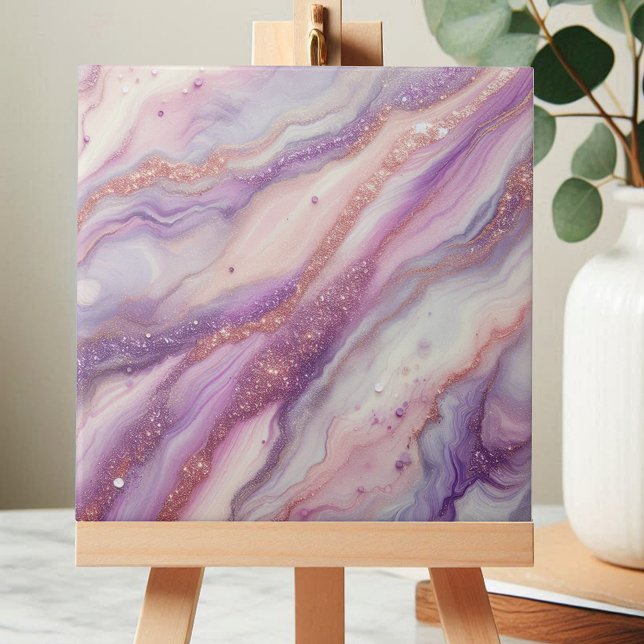 Lila Lavender Marble Glitter Veins och Swirls Kakelplatta (Skapare uppladdad)
