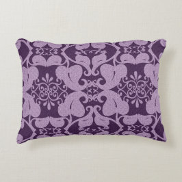 Lila Lavender Modern Elegant Ornate Löv Mönster Prydnadskudde