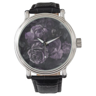 Lila Lavender Moody Ro Blommigt Goth Armbandsur