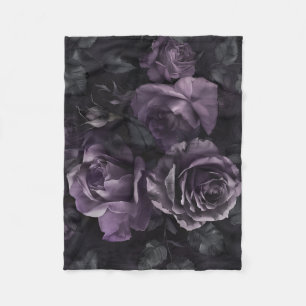 Lila Lavender Moody Ro Blommigt Goth Fleecefilt