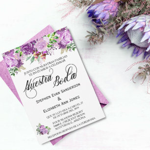 Lila Lavender Nuestra Boda Bröllop Ro Inbjudningar