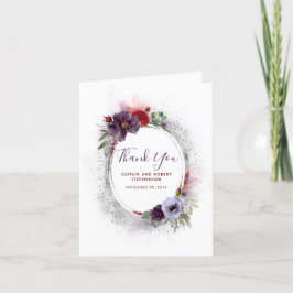 Lila Lavender och Burgundy Blommigt Tack Kort