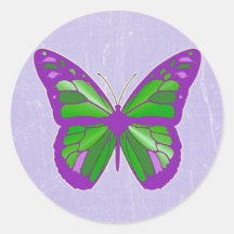 Lila, lavender och Lime Green Butterfly Stickers