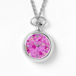 Lila-, lavender- och plommonblommor, plommonbakgru armbandsur