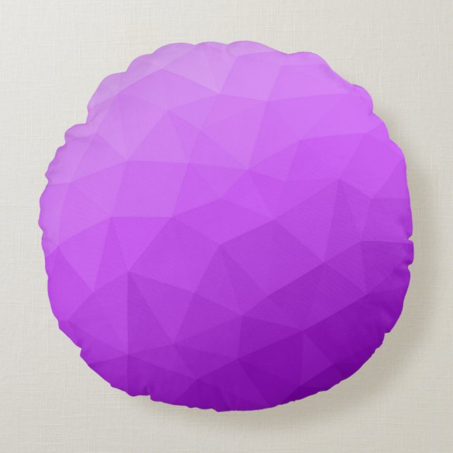 Lila lavender-övertoning, geometriskt nät mönster rund kudde (Framsidan)