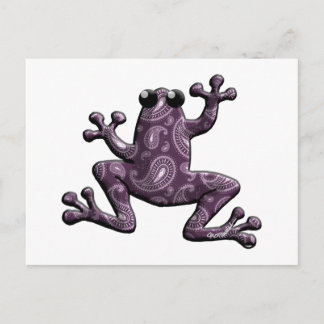Lila Lavender Paisley Frog Vykort