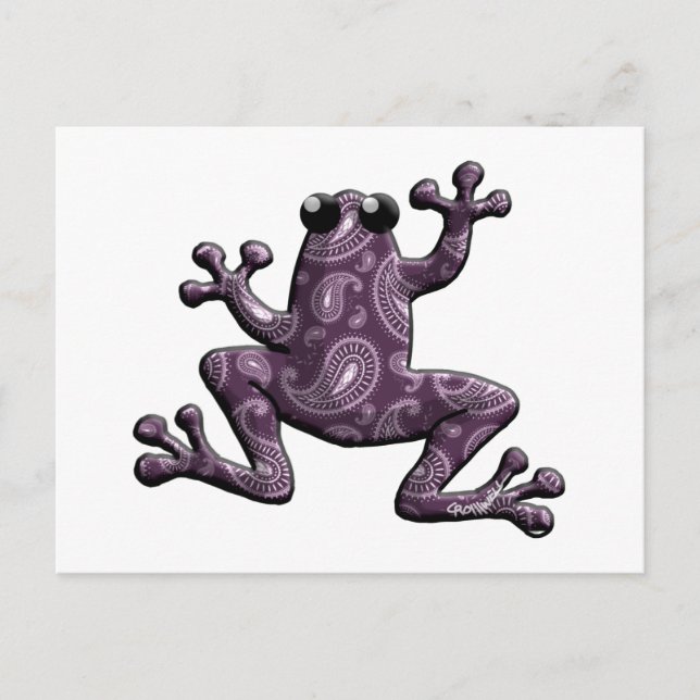 Lila Lavender Paisley Frog Vykort (Framsida)