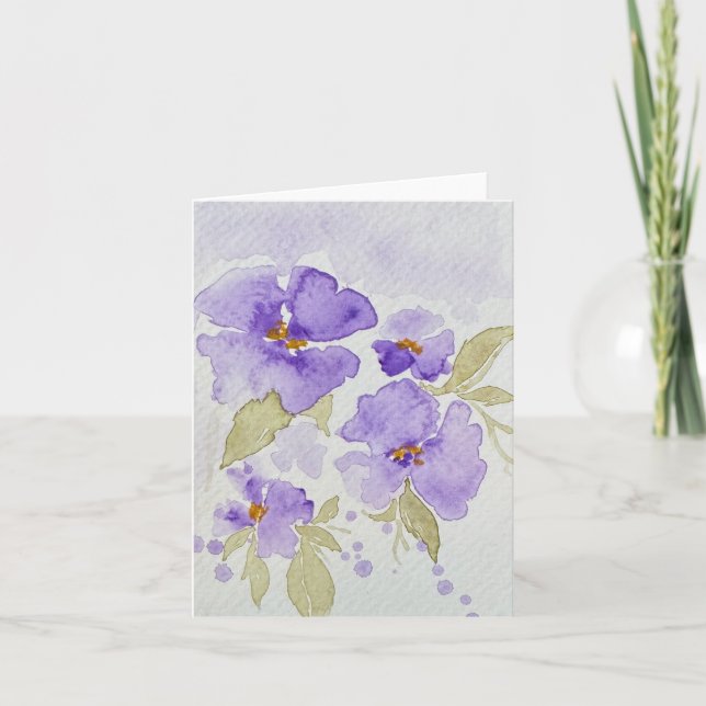 Lila lavender Pansy-blommor - vikta blankprov Kort (Framsida)