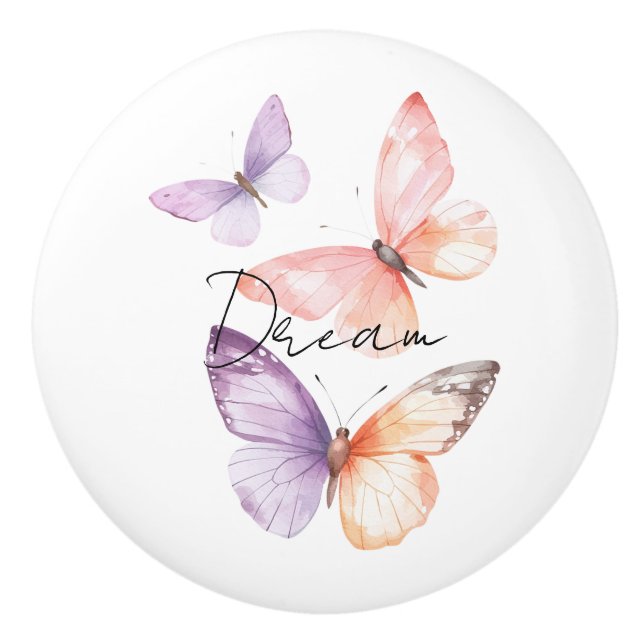 Lila Lavender Peach Butterflies Dream Knopp (Framsidan)