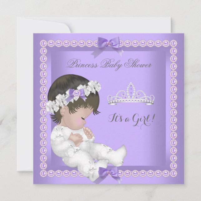 Lila Lavender Pearl Baby Shower Girl Inbjudningar (Framsida)