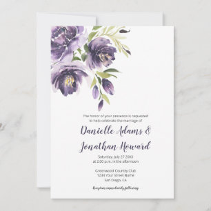 Lila Lavender Peonies - Lila Back Bröllop Inbjudningar