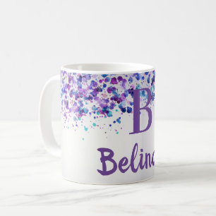 Lila Lavender personlig Namn Monogram Kaffemugg