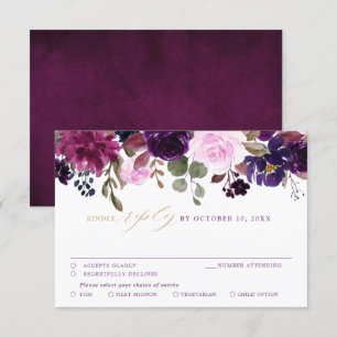 Lila Lavender Plum Blommigt Boho Bröllop OSA Kort