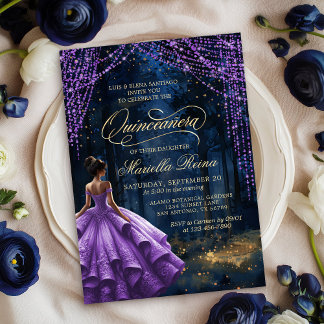 Lila Lavender Quinceañera Inbjudningar