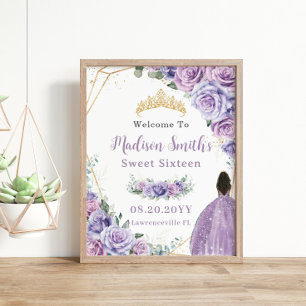 Lila Lavender Ro Brown Princess Birthday Guld Poster