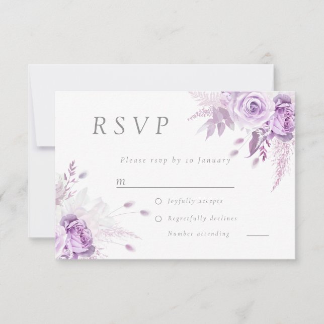 Lila Lavender Ro Elegant bröllop OSA Kort (Framsida)