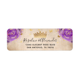 Lila Lavender Ro Guld Krona Returadress Returadress Etikett
