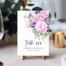 Lila Lavender Rosa Blommigt Bord Bröllop Bordsnummer
