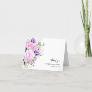 Lila Lavender Rosa Blommigt Tack Bröllop Kort