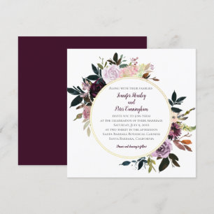 Lila Lavender Rosa White Guld Circle Bröllop Inbjudningar