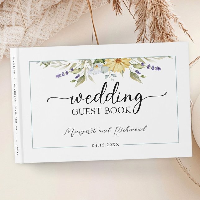 Lila Lavender Rustic Blommigt Bröllop Guest Bok (Skapare uppladdad)