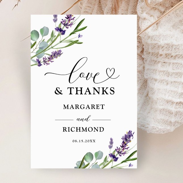 Lila Lavender Rustic Blommigt Bröllop Tack Kort (Skapare uppladdad)