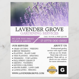Lila Lavender,  Service, trädgårdsodlare Reklamblad