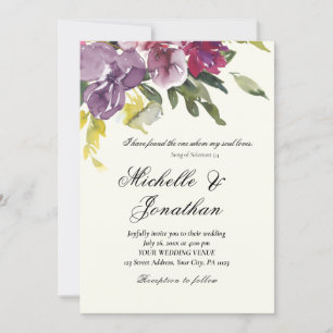 Lila Lavender Simple Blommigt Christian Bröllop Inbjudningar
