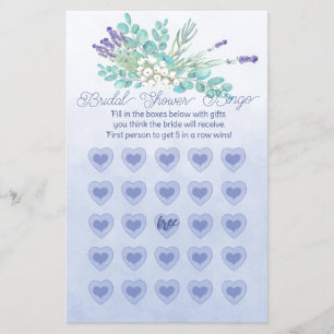 Lila Lavender Stem White Berries Möhippa Bingo Flygblad