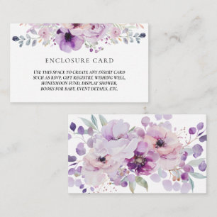 LILA LAVENDER SYREN AKVARELL BLOMSTER KUVERT TILLÄGGSKORT