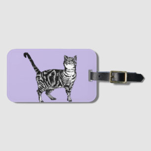 Lila Lavender tabby katt Art Cats Luggage Tag Bagagebricka