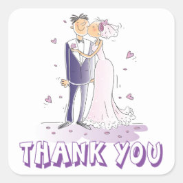 Lila Lavender Tack Bride Groom Bröllop Fyrkantigt Klistermärke