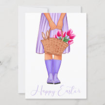 Lila Lavender Tulips Mode Girl Glad påsk