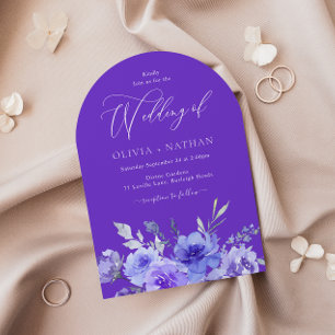 Lila Lavender Violet Blommigt Arch Bröllop Inbjudningar